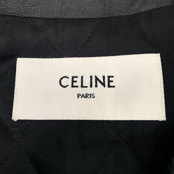 Celine Womens Black Lambskin Leather Buttoned Jacket With Belt & Zipper Details - Picture 6 of 8